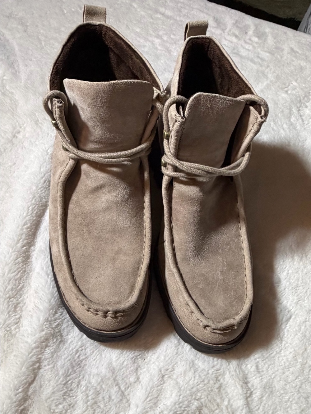 Born Suede Ankle Boots in Taupe Beige
